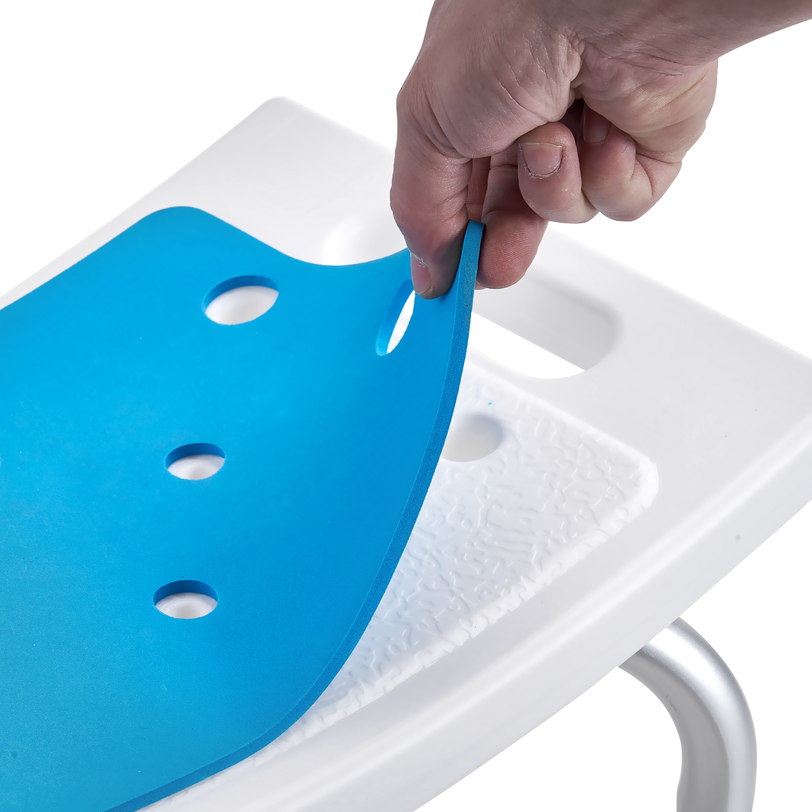 Adjustable Shower Stool With Crossbar For Elderly And Disabled_voghion.com